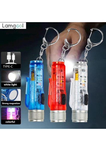 LED Mini El Feneri Anahtarlık Işık Çok Modlu Taşınabilir Lambalar Manyetik Onarım Açık Cep Fener Ultraviyole El Feneri (Yurt Dışından)