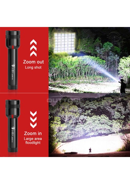 Outtobe Mini Işık LED Torch Işığı Zumlanabilir Dış Mekan Işığı Mini Şarj Edilebilir LED Işık Cep Boyutunda Su Geçirmez Işık Güçlü Işık Yürüyüş Avcılık Için Uzun Mesafe (Yurt Dışından)