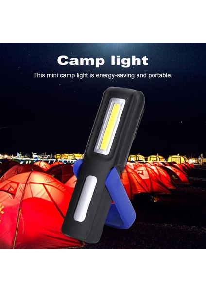 Taşınabilir USB Şarj Edilebilir LED Cob Çalışma Lambası Işık Dış Mekan Mıknatıslı Kanca El Feneri (Yurt Dışından)