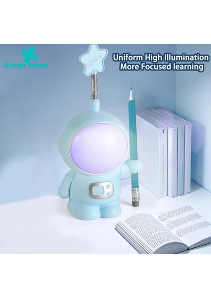 Yeşil Ev Astronot LED Lamba Titreşimsiz 2'si 1 Arada Astronot Kalemtıraşlı LED Gece Lambası (Yurt Dışından)