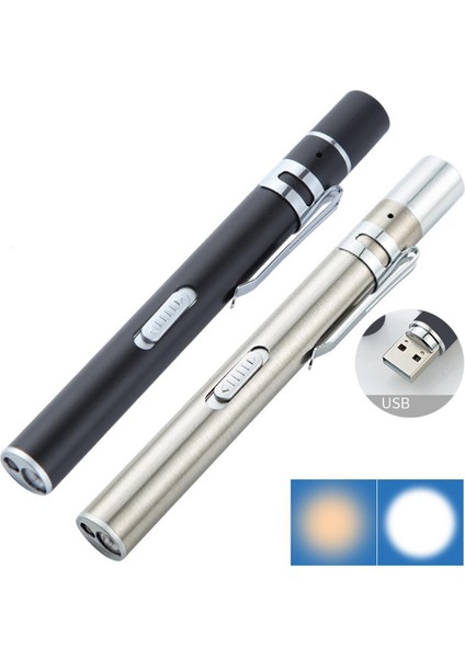 Lumiparty Taşınabilir Çift Işık Kaynağı LED Paslanmaz Çelik Tıbbi Hemşirelik Penlight Tıp Öğrencileri Doktorlar Için El Feneri (Yurt Dışından)