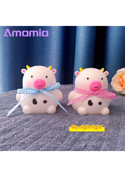Amamia Karikatür Inek Lambası Göze Çarpan Olmayan Karikatür Inek Tarzı Pille Çalışan LED Gece Lambası (Yurt Dışından)