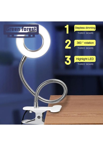 Yeşil Orman Masa Lambası LED Masa Lambası Üzerinde Enerji Tasarrufu Klip Selfie Dolgu Işığı (Yurt Dışından)