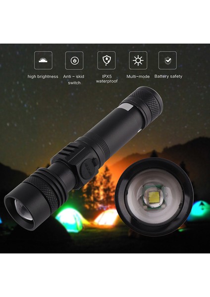 LED El Feneri USB Torch T6 Güç Yakınlaştırılabilir Bisiklet Işığı 18650 Şarj Edilebilir (Yurt Dışından) modelleri