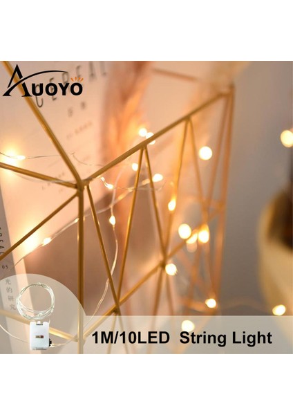 Guangdong Spirit Auoyo LED Şerit Lightstring Oda Dekorasyonu Için Peri Işık Düğün Işık Hücreleri Pille Çalışan Tatil Bakır Tel Dize Işıklarıçok Modlu Garland Parti Dize Işıkları 1m / 10LED Sıcak Beyaz (Yurt Dışından)