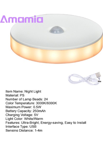 Amamia LED Indüksiyon Lamba Parlamayan Kızılötesi Otomatik Açma/kapama Hareket Sensörlü Gece Lambası (Yurt Dışından)