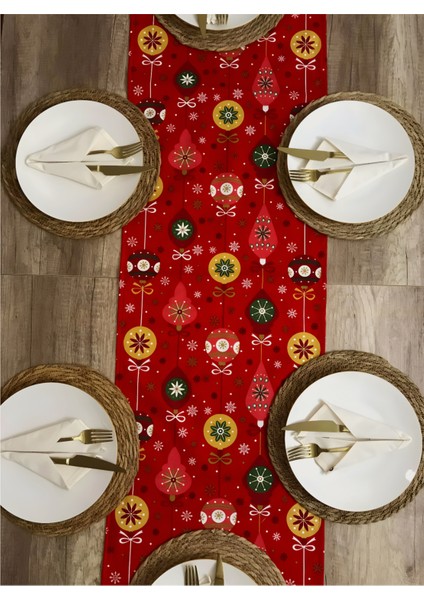 Premium Yılbaşı Özel Masa Örtüsü Runner Kaliteli Duck Keten Kalın Kumaş 150X40CM Happy New Year Noel fiyatları