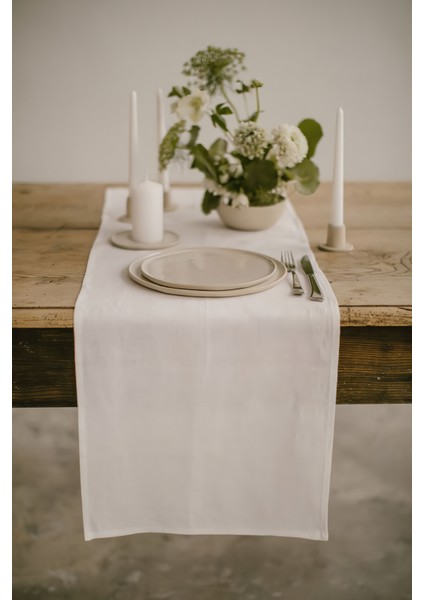 Runner Masa Örtüsü Organik Kırık Beyaz Keten Runner 40 x 150 cm fiyatları