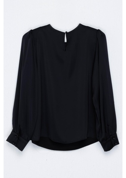 Büyük Beden Yaka Detaylı Siyah Kadın Bluz 23201517 fiyatları