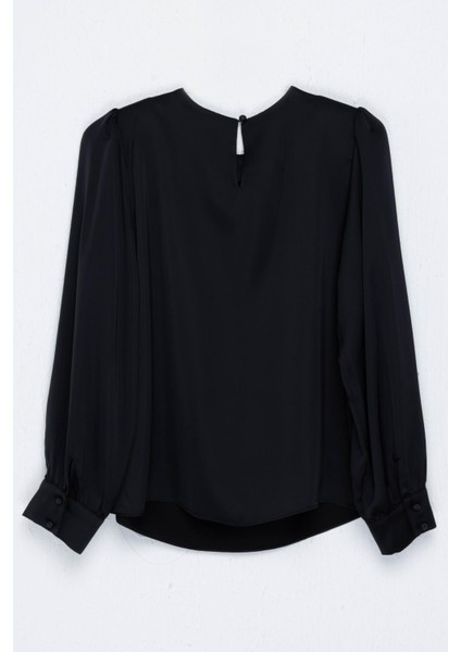 Büyük Beden Yaka Detaylı Siyah Kadın Bluz 23201517 modelleri