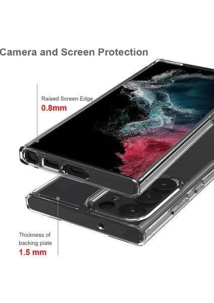 Samsung Galaxy S23 Ultra Için Kristal Berraklığında Sert Akrilik Telefon Kılıfı - Şeffaf (Yurt Dışından)