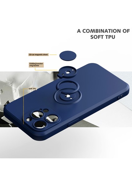 iPhone 15 Pro Max Için Ince Silikon Yüzük Stand Telefon Kılıfı - Mor (Yurt Dışından) fırsatları