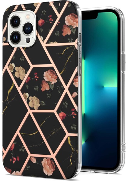 iPhone 15 Pro Max Için Mermer Ince Yumuşak Tpu Darbeye Dayanıklı Telefon Kılıf - Siyah (Yurt Dışından)