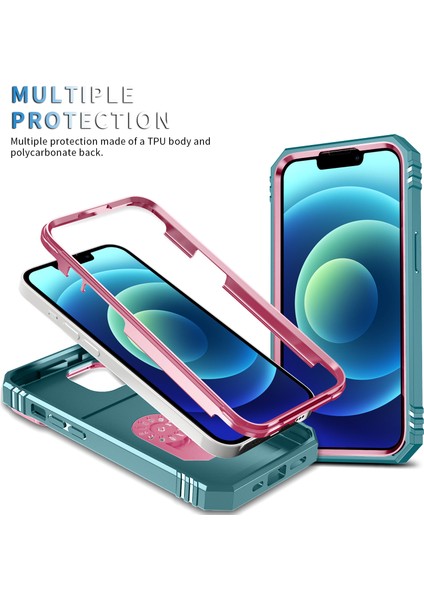 iPhone 15 Plus Için Kayar Lens Koruyucu Halka Standlı Telefon Kılıfı - Pembe-Yeşil (Yurt Dışından) modelleri