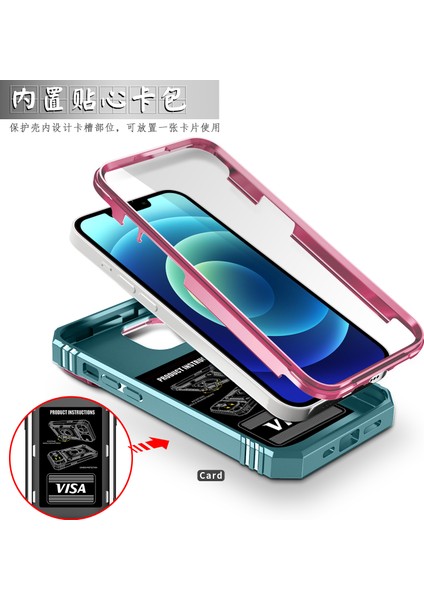 iPhone 15 Plus Için Kayar Lens Koruyucu Halka Standlı Telefon Kılıfı - Pembe-Yeşil (Yurt Dışından) fırsatları