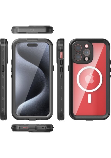 iPhone 15 Pro Max Için Su Geçirmez Kılıf Ekran Koruyucu IP68 Mühürlü Su Altı Telefon Kılıfı - Siyah (Yurt Dışından) modelleri