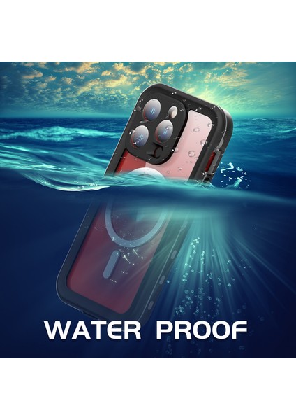 iPhone 15 Pro Max Için Su Geçirmez Kılıf Ekran Koruyucu IP68 Mühürlü Su Altı Telefon Kılıfı - Siyah (Yurt Dışından) indirimleri