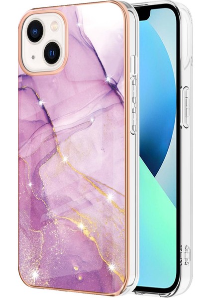 iPhone 15 Plus Için Mermer Şık Desenli Tpu Tampon Telefon Kılıfı - Pembe (Yurt Dışından)