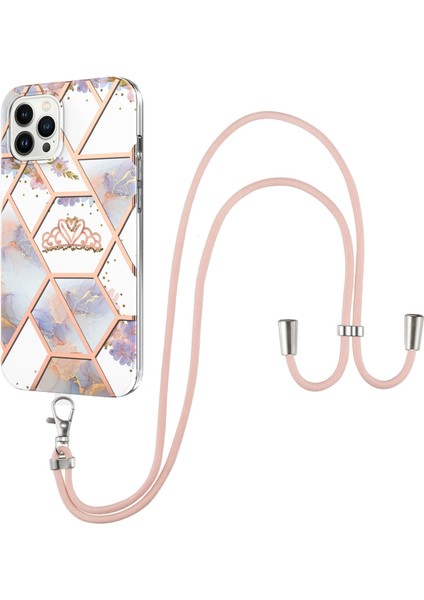iPhone 15 Pro Max Için Mermer Yumuşak Tpu Kordonlu Darbeye Dayanıklı Telefon Kılıf - Beyaz (Yurt Dışından)