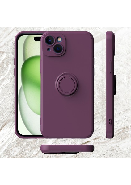 iPhone 15 Plus Için Ince Silikon Yüzük Stand Telefon Kılıfı - Pembe (Yurt Dışından) fiyatları