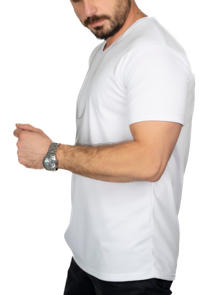 Aşırı Terleme Önleyici Beyaz V Yaka Erkek T-Shirt, Ter Sızdırmaz, Çift Katmanlı fiyatları