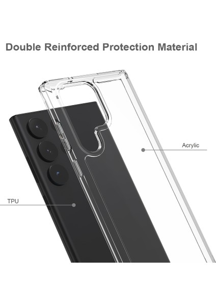 Samsung Galaxy S23 Ultra Için Kristal Berraklığında Sert Akrilik Telefon Kılıfı - Siyah (Yurt Dışından)