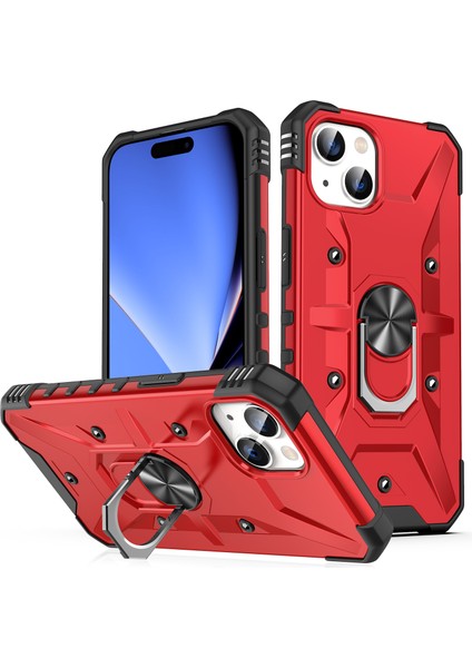iPhone 15 Plus Için Halka Tutucu Standlı Çift Katmanlı Telefon Kılıfı - Kırmızı (Yurt Dışından) fiyatları