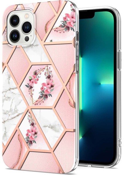 iPhone 15 Pro Için Mermer Ince Yumuşak Tpu Darbeye Dayanıklı Telefon Kılıf - Pembe (Yurt Dışından)