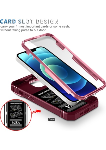 iPhone 15 Plus Için Kayar Lens Koruyucu Halka Standlı Telefon Kılıfı - Pembe - Kırmızı (Yurt Dışından) fırsatları