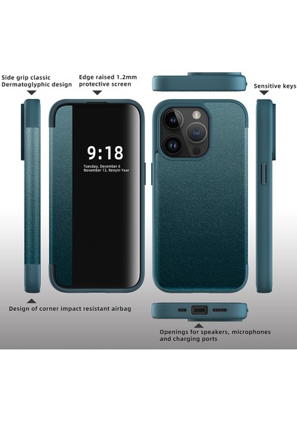 iPhone 15 Pro Için Klasik Business Flip Deri Telefon Kılıfı - Mor (Yurt Dışından) fiyatları