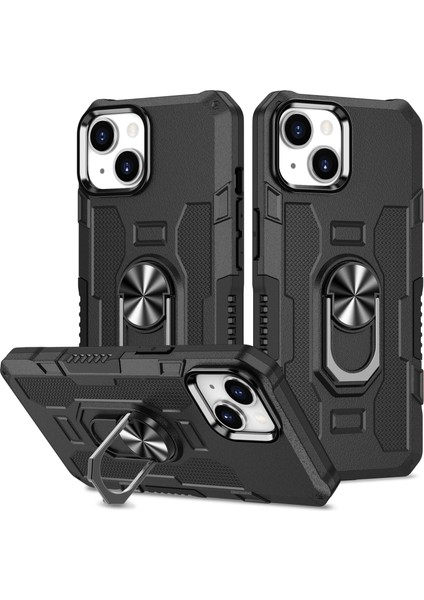 iPhone 15 Plus Kayar Kamera Kapaklı Sağlam Standı Telefon Kılıfı - Mavi (Yurt Dışından)