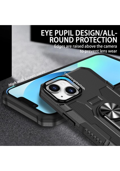iPhone 15 Plus Kayar Kamera Kapaklı Sağlam Standı Telefon Kılıfı - Mavi (Yurt Dışından) fiyatları