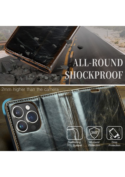 iPhone 15 Pro Max Için Deri Cüzdan Flip Standlı Telefon Kılıfı - Kahverengi (Yurt Dışından) indirimleri