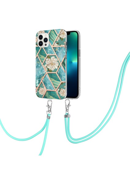 iPhone 15 Pro Için Mermer Yumuşak Tpu Kordonlu Darbeye Dayanıklı Telefon Kılıf - Yeşil (Yurt Dışından) fiyatları