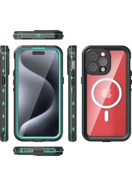 iPhone 15 Pro Max Için Su Geçirmez Kılıf Ekran Koruyucu IP68 Mühürlü Su Altı Telefon Kılıfı - Mavi (Yurt Dışından) modelleri