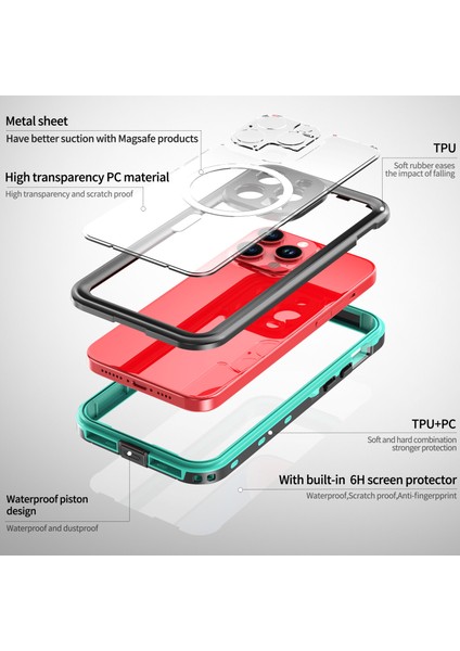 iPhone 15 Pro Max Için Su Geçirmez Kılıf Ekran Koruyucu IP68 Mühürlü Su Altı Telefon Kılıfı - Mavi (Yurt Dışından) fırsatları