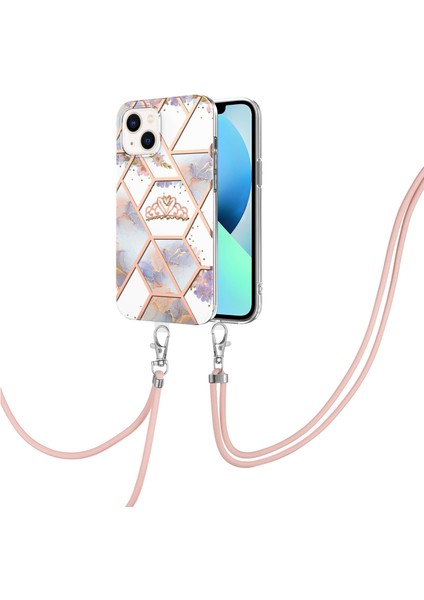 iPhone 15 Plus Için Mermer Yumuşak Tpu Kordonlu Darbeye Dayanıklı Telefon Kılıf - Beyaz (Yurt Dışından) fiyatları