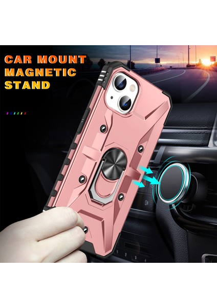 iPhone 15 Plus Için Halka Tutucu Standlı Çift Katmanlı Telefon Kılıfı - Rose Gold (Yurt Dışından) fırsatları