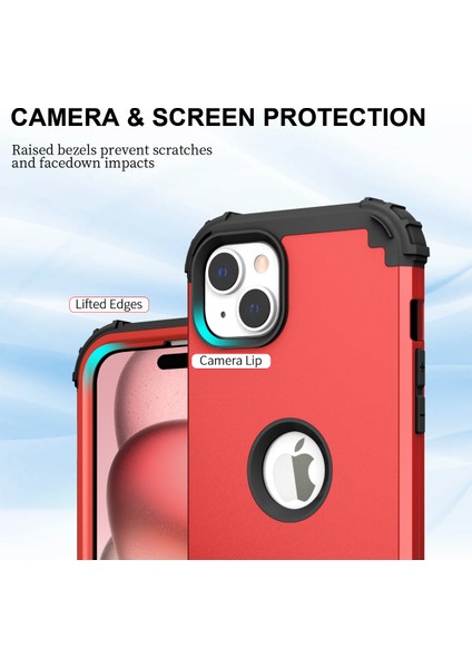 iPhone 15 Için Yumuşak Silikon Sert Pc Tampon Telefon Kılıfı - Kırmızı (Yurt Dışından) fırsatları