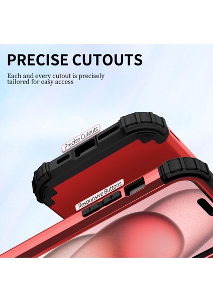 iPhone 15 Için Yumuşak Silikon Sert Pc Tampon Telefon Kılıfı - Kırmızı (Yurt Dışından) indirimleri