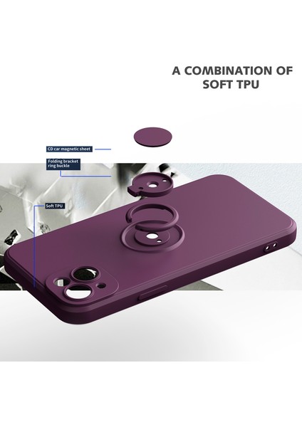 iPhone 15 Için Ince Silikon Yüzük Stand Telefon Kılıfı - Cam Göbeği (Yurt Dışından) fırsatları