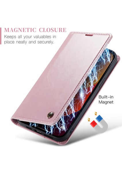 iPhone 15 Pro Için Deri Cüzdan Flip Standlı Telefon Kılıfı - Pembe (Yurt Dışından) fiyatları