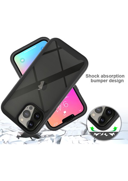 iPhone 13 Pro Max Için Yerleşik Ekran 360 Tam Koruma Telefon Kılıfı - Mor (Yurt Dışından)