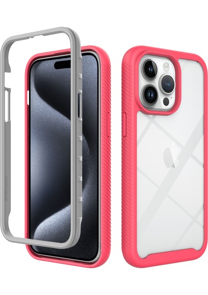 iPhone 15 Pro Max Için Hibrit Bumper Tam Koruma Telefon Kılıfı - Pembe (Yurt Dışından)