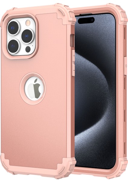iPhone 15 Pro Için Yumuşak Silikon Sert Pc Tampon Telefon Kılıfı - Rose Gold (Yurt Dışından)