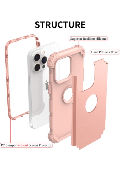 iPhone 15 Pro Için Yumuşak Silikon Sert Pc Tampon Telefon Kılıfı - Rose Gold (Yurt Dışından) fiyatları