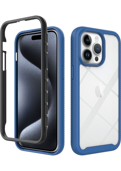 iPhone 15 Pro Max Için Hibrit Bumper Tam Koruma Telefon Kılıfı - Lacivert (Yurt Dışından)
