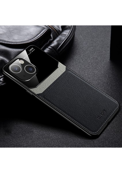 iPhone 15 Için Ince Litchi Tpu Bumper Hibrit Cam Korumalı Kılıf Kapaklı - Siyah (Yurt Dışından) fiyatları