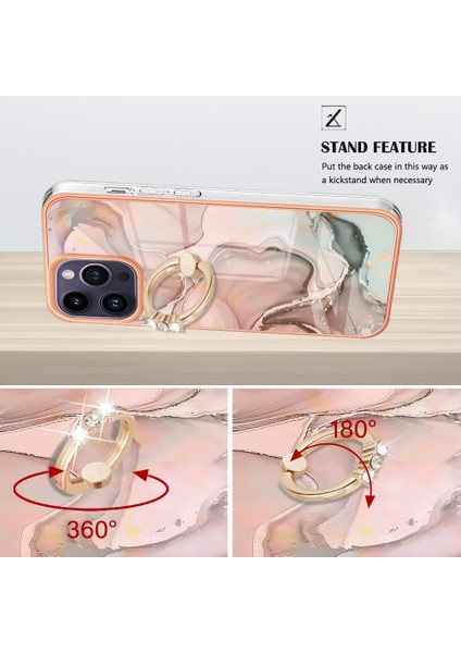 iPhone 15 Pro Max Için Halka Tutucu ile Desen Sert Arka Tpu Tampon Telefon Kılıfı - Rose Gold (Yurt Dışından) modelleri