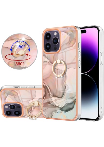 iPhone 15 Pro Max Için Halka Tutucu ile Desen Sert Arka Tpu Tampon Telefon Kılıfı - Rose Gold (Yurt Dışından) indirimleri